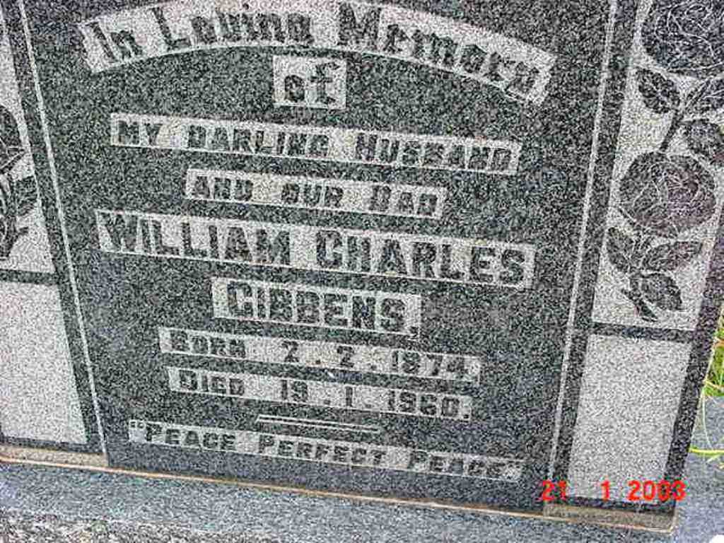 GIBBENS William Charles 1874-1960
