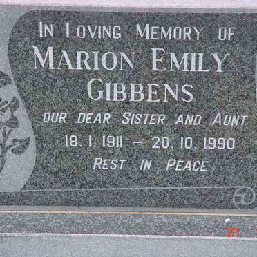 GIBBENS Marion Emily 1911-1990