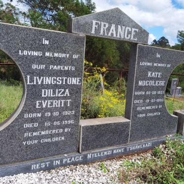 FRANCE Livingstone Diliza Everitt 1923-1996 &amp; Kate Nocolege 1937-1993