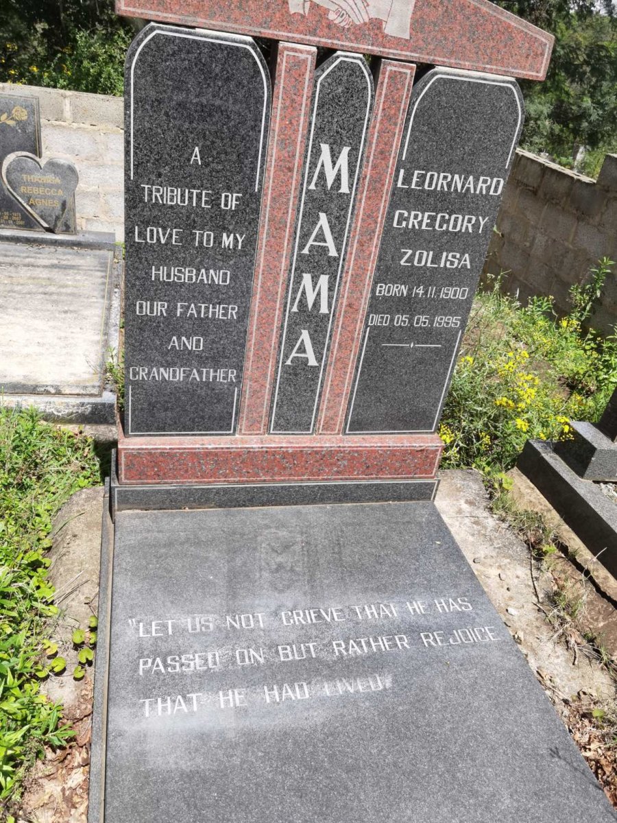 MAMA Leornard Gregory Zolisa 1900-1995