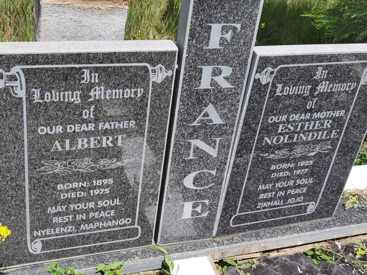 FRANCE Albert 1895-1975 &amp; Esther Nolindile 1925-1977