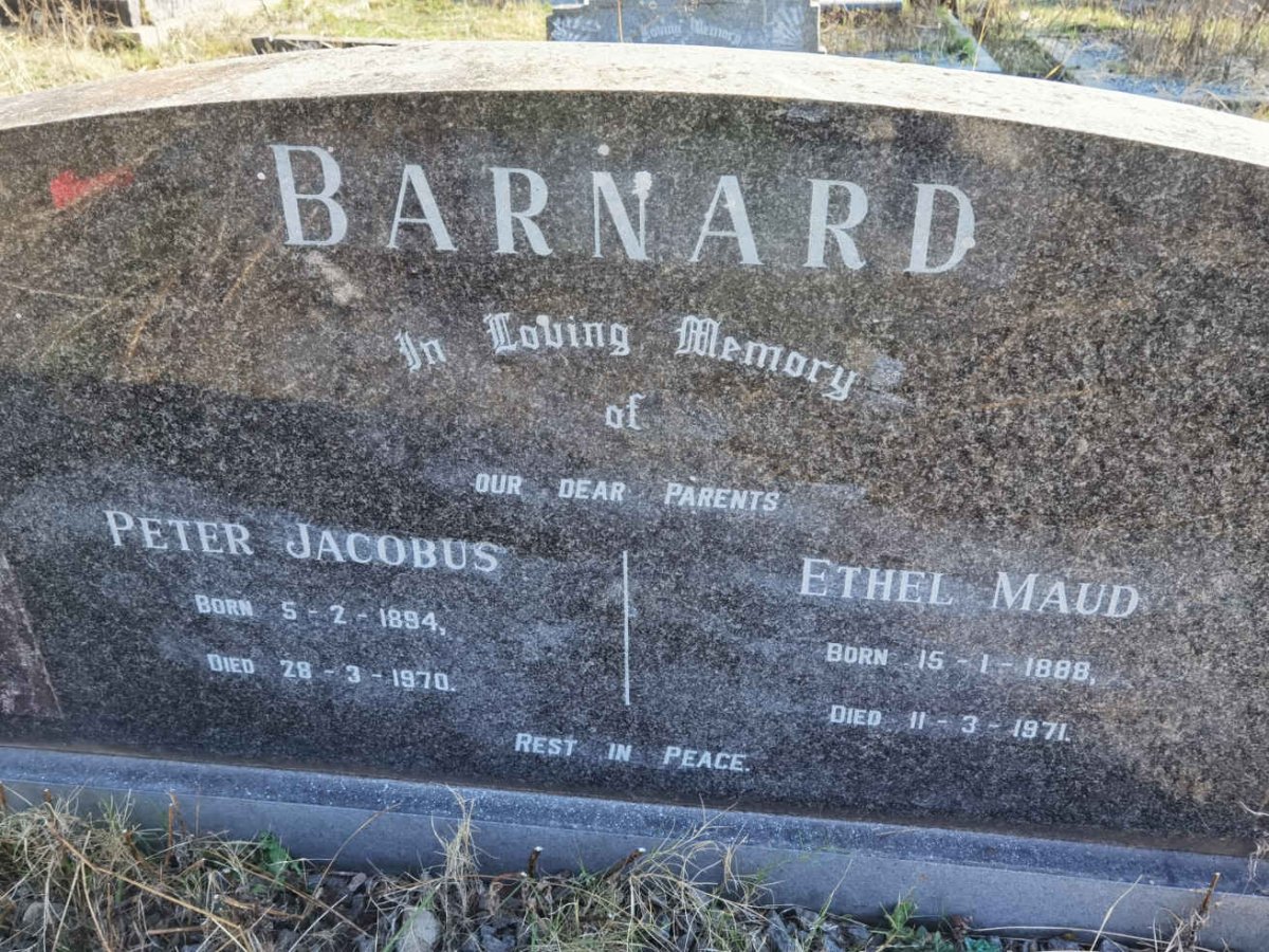 BARNARD Peter Jacobus 1894-1970 &amp; Ethel Maud 1888-1971