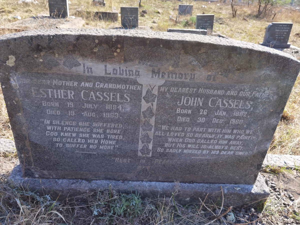 CASSELS John 1892-1960 &amp; Esther 1894-1963