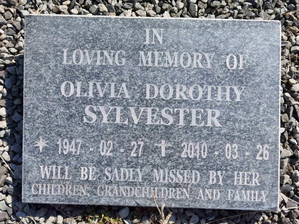 SYLVESTER John Abraham 1940-1975 &amp; Olivia Dorothy 1947-2010
