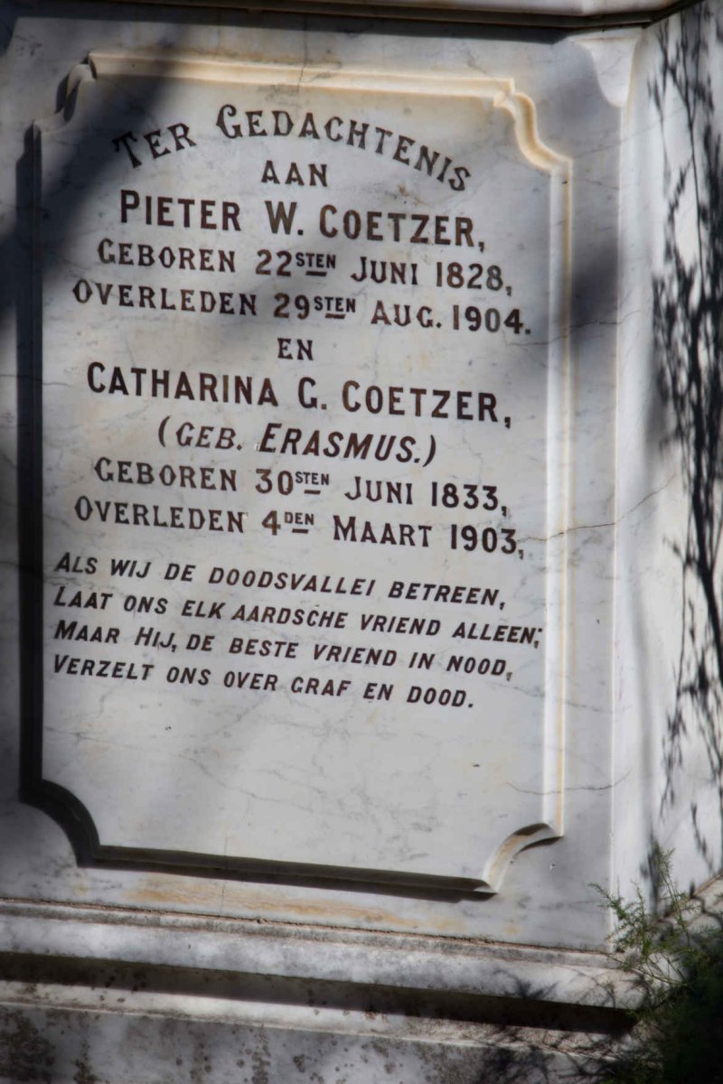 COETZER Pieter W. 1828-1904 &amp; Catharina G. ERASMUS 1833-1903