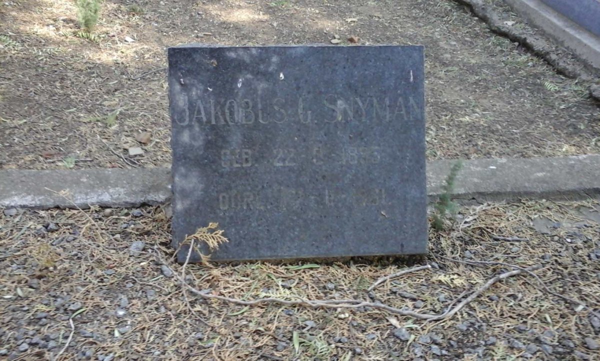SNYMAN Jakobus G. 1883-1981