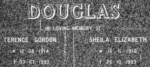 DOUGLAS Terence Gordon 1914-1993 &amp; Sheila Elizabeth 1916-1993
