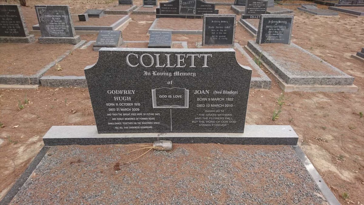 COLLETT Godfrey Hugh 1918-2009 &amp; Joan BLADEN 1922-2010