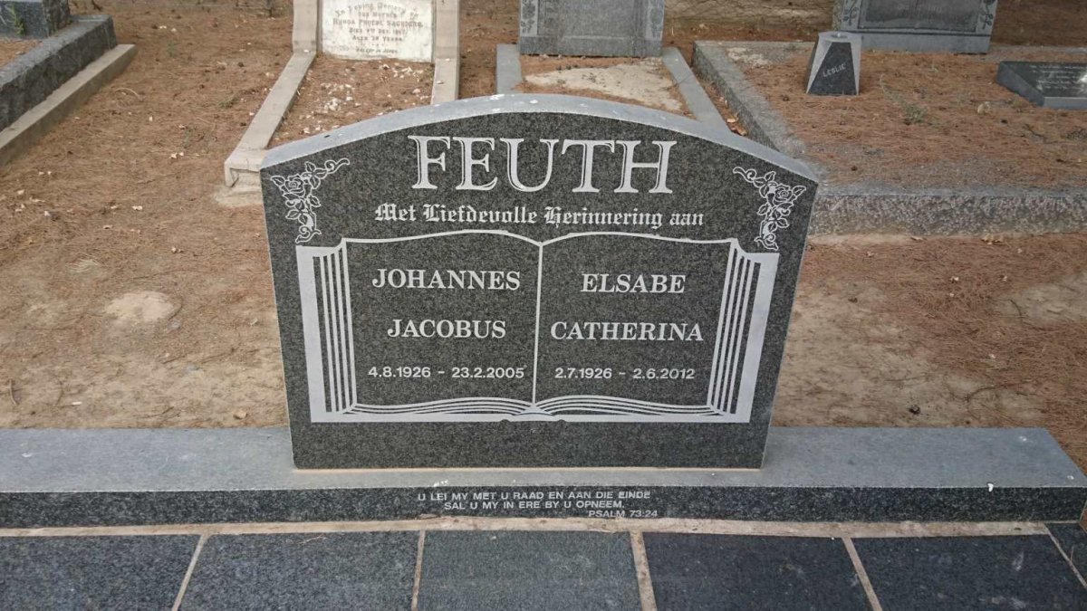 FEUTH Johannes Jacobus 1926-2005 &amp; Elsabe Catherina 1926-2012