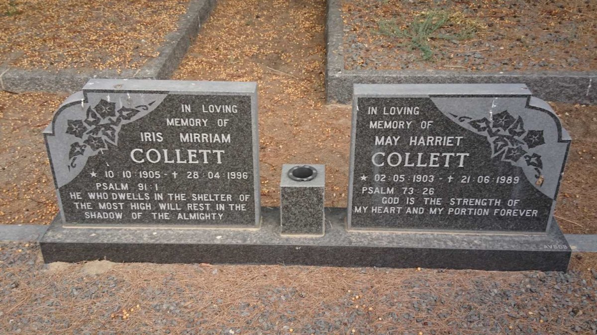 COLLETT Iris Mirriam 1905-1996 :: COLLETT May Harriet 1903-1989