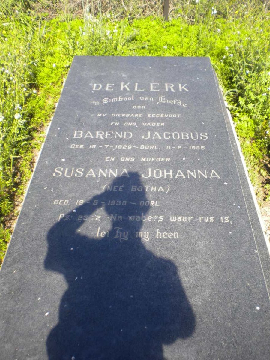 KLERK Barend Jacobus, de 1929-1985 &amp; Susanna Johanna BOTHA 1930-