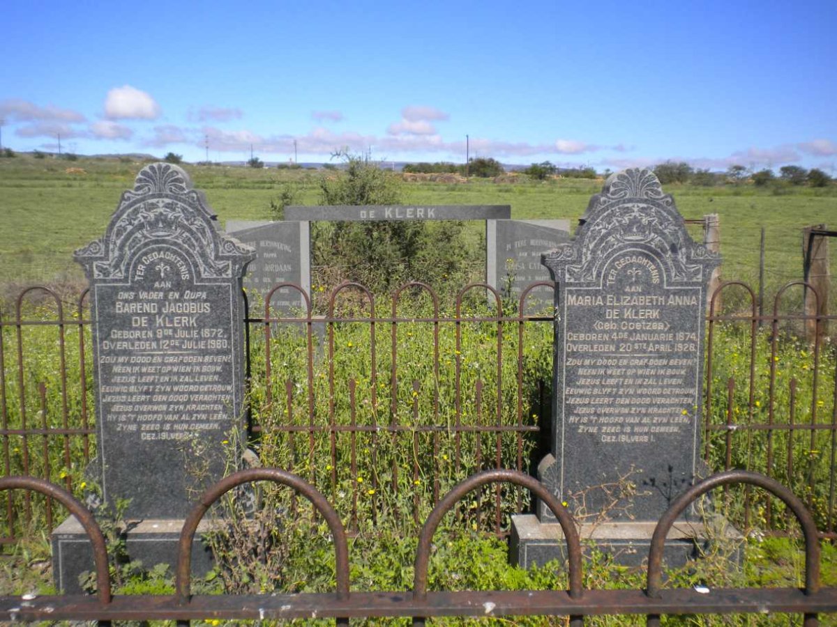 KLERK Barend Jacobus, de 1872-1960 &amp; Maria Elizabeth Anna COETZEE 1874-1928