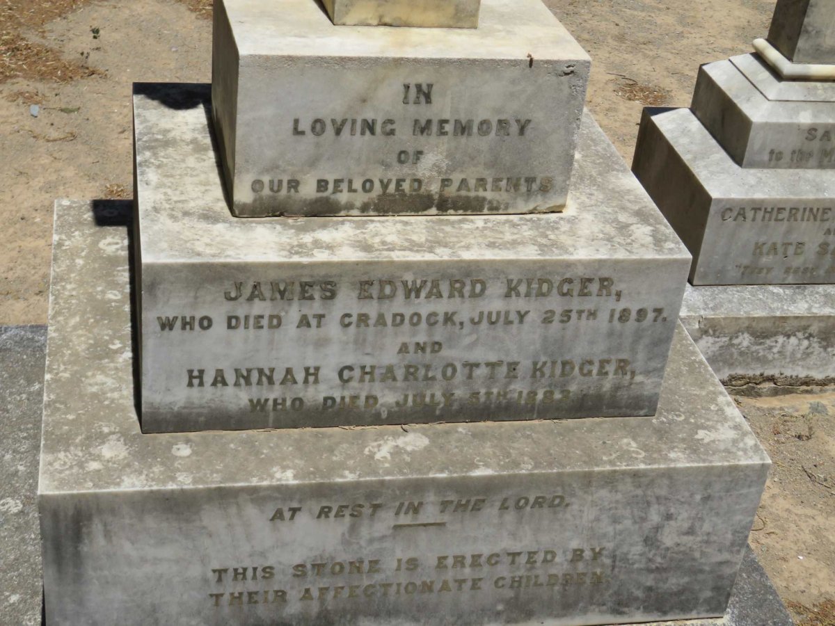 KIDGER James Edward -1897 &amp; Hannah Charlotte -1883