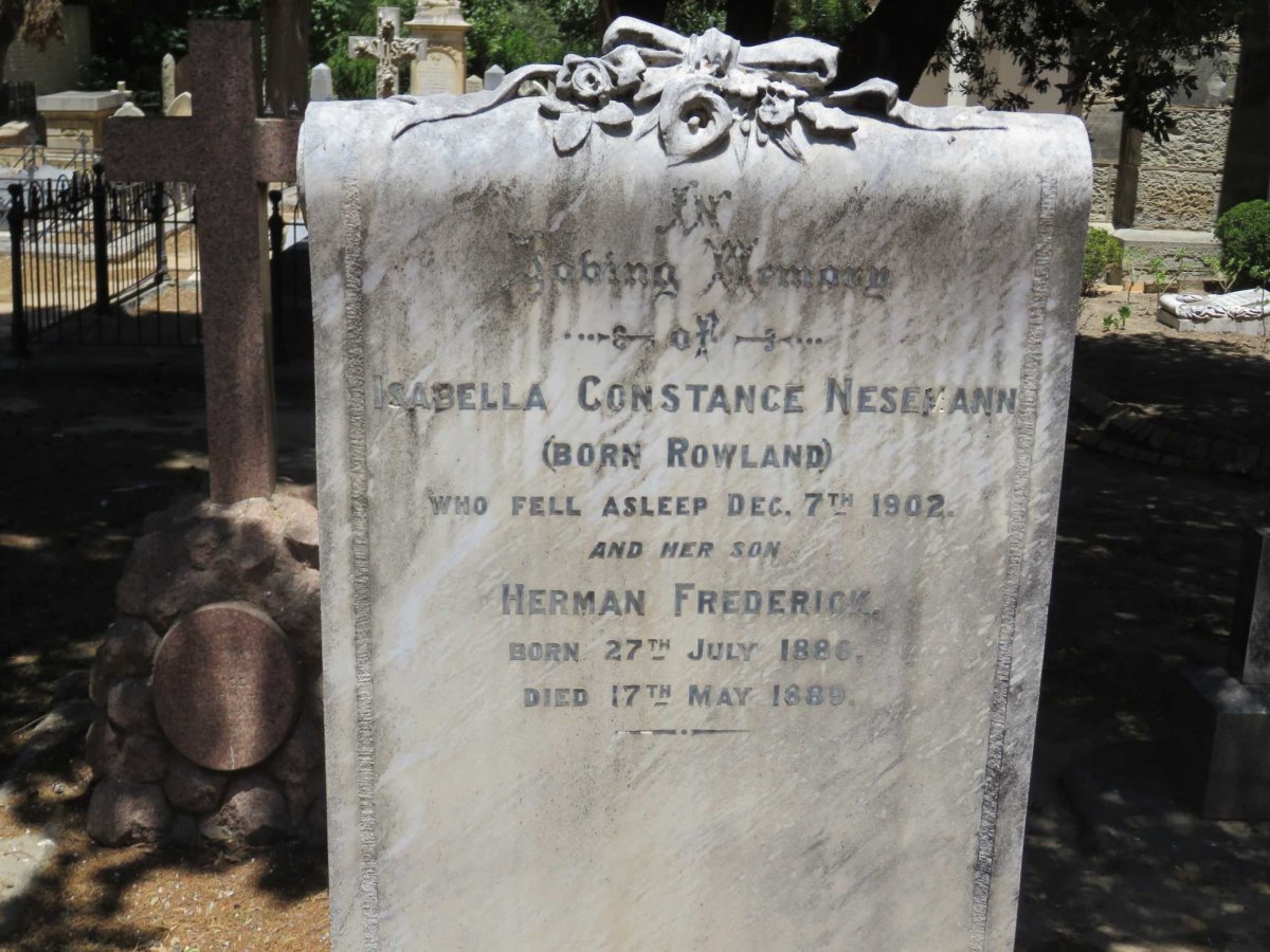 NESEMANN Isabella Constance nee ROWLAND -1902 :: NESEMANN Herman Frederick 1886-1889
