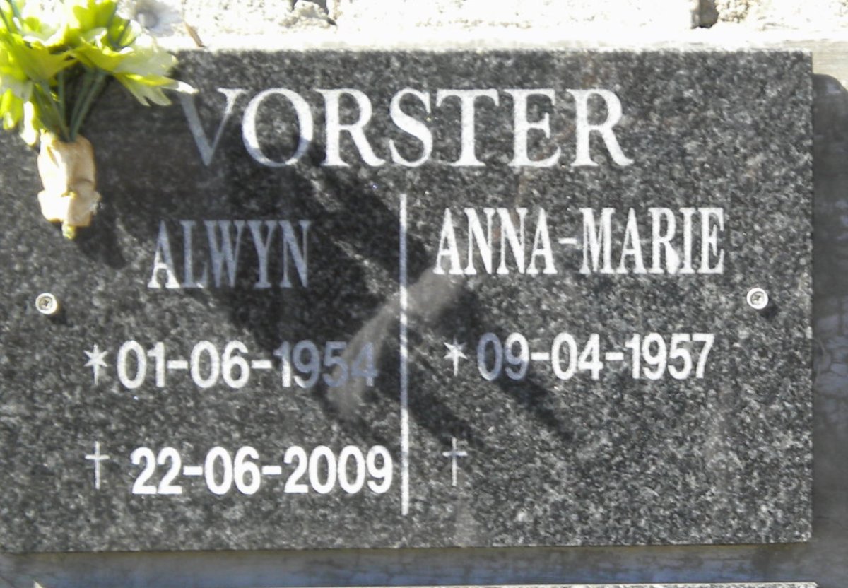 VORSTER Alwyn 1954-2009 &amp; Anna-Marie 1957-
