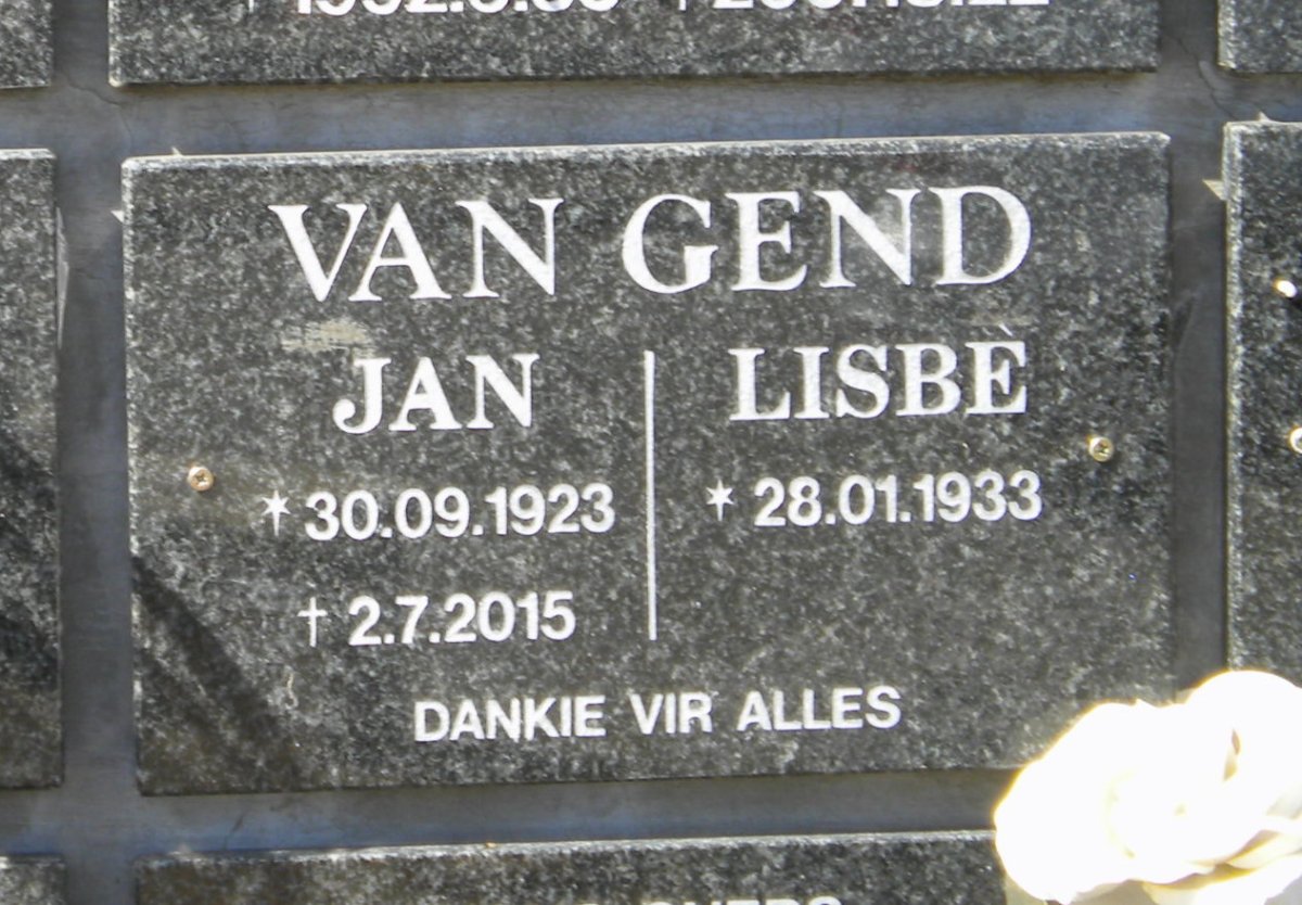 GEND Jan, van 1923-2015 &amp; Lisbe 1933-