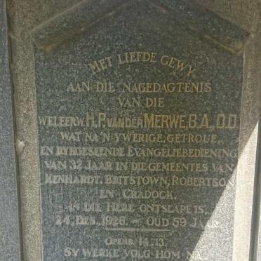 MERWE H.P., van der 1926 -2