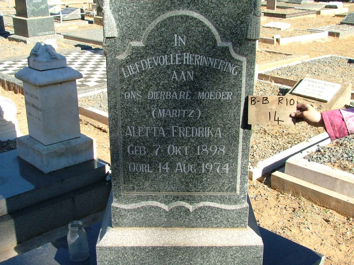 MOOLMAN Aletta Fredrika nee MARITZ 1898-1974