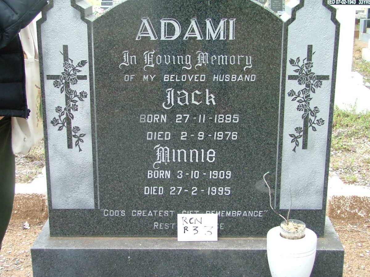 ADAMI Jack 1895-1976 &amp; Minnie 1909-1995