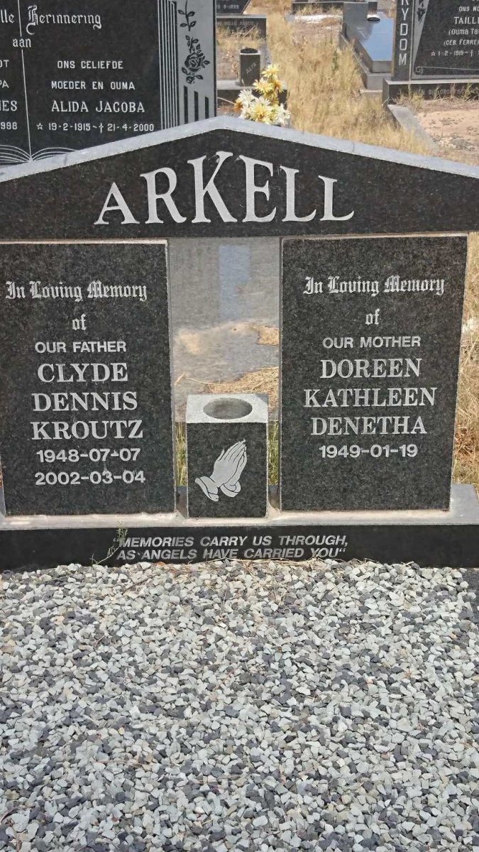 ARKELL Clyde Dennis Kroutz 1948-2002 &amp; Doreen Kathleen Denetha 1949-