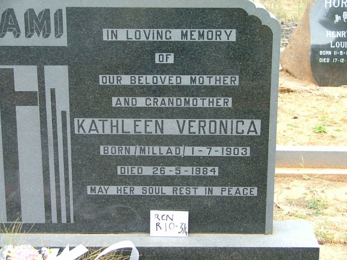 ADAMI Kathleen Veronica nee MILLAD 1903-1984
