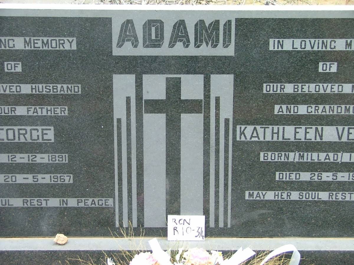 ADAMI George 1891-1967 &amp; Kathleen Veronica MILLAD 1903-1984