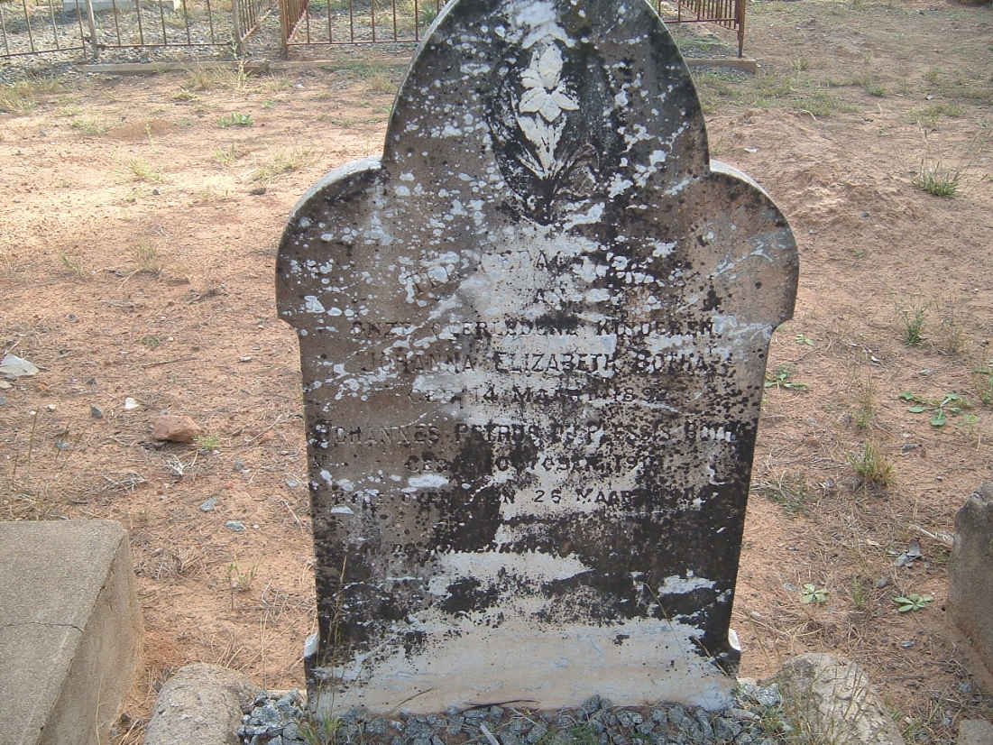 BOTHA Johanna Elizabeth 1892- :: BOTHA Johannes Petrus du Plessis 19??-19??