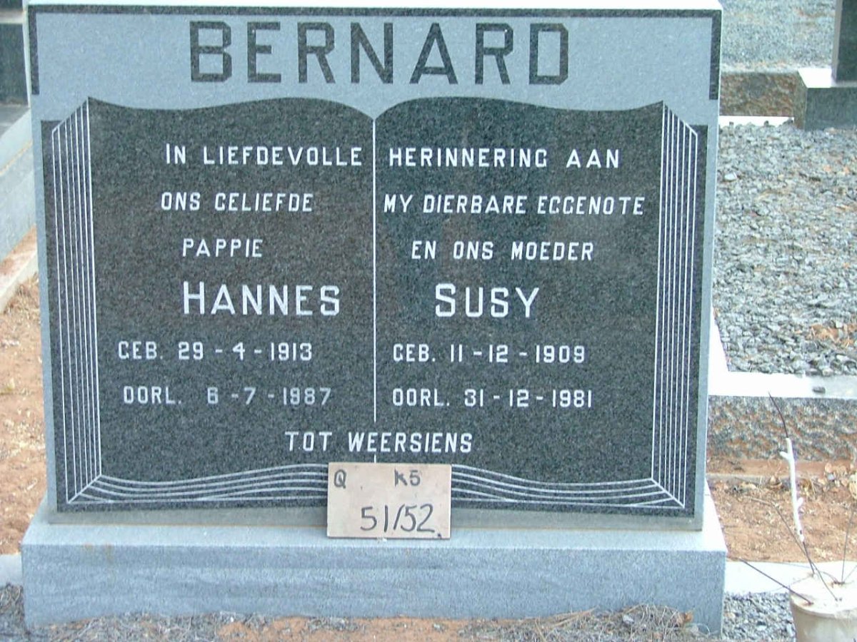 BERNARD Hannes 1913-1987 &amp; Susy 1909-1981
