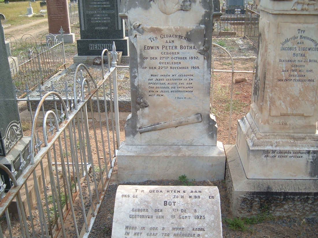 BOTHA J.L. 18??-1925 :: BOTHA Edwin Peter 1892-1909
