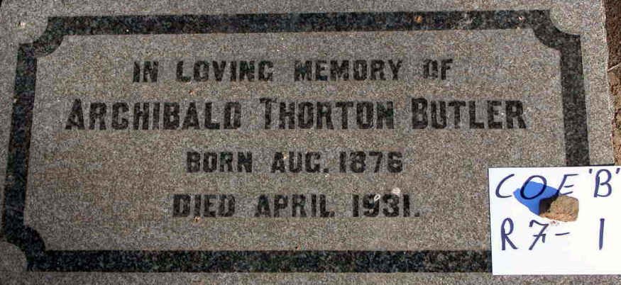 BUTLER Archibald Thorton 1876-1931