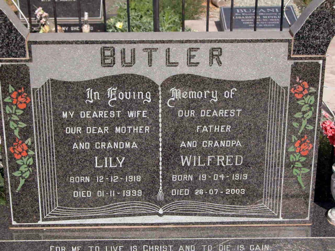 BUTLER Wilfred 1919-2003 &amp; Lily 1918-1999