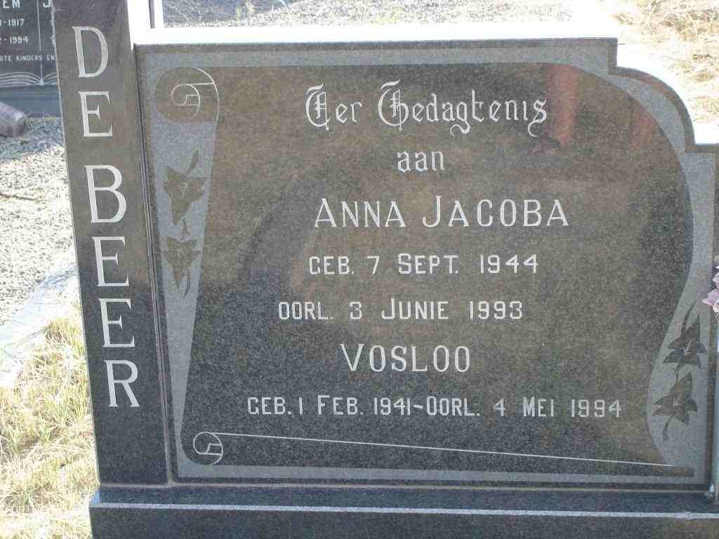 BEER Vosloo, de 1941-1994 &amp; Anna Jacoba 1944-1993