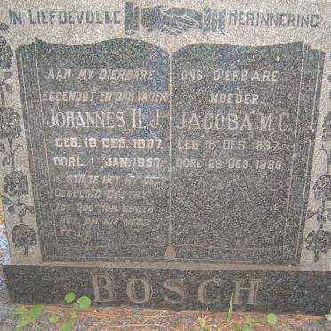 BOSCH Johannes H.J. 1897-1957 &amp; Jacoba M.C. 1897-1989