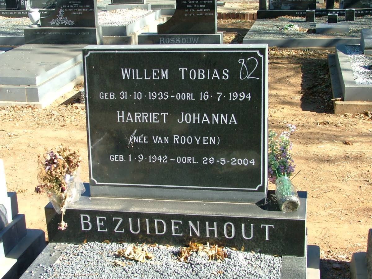BEZUIDENHOUT Willem Tobias 1935-1994 &amp; Harriet Johanna VAN ROOYEN 1942-2004