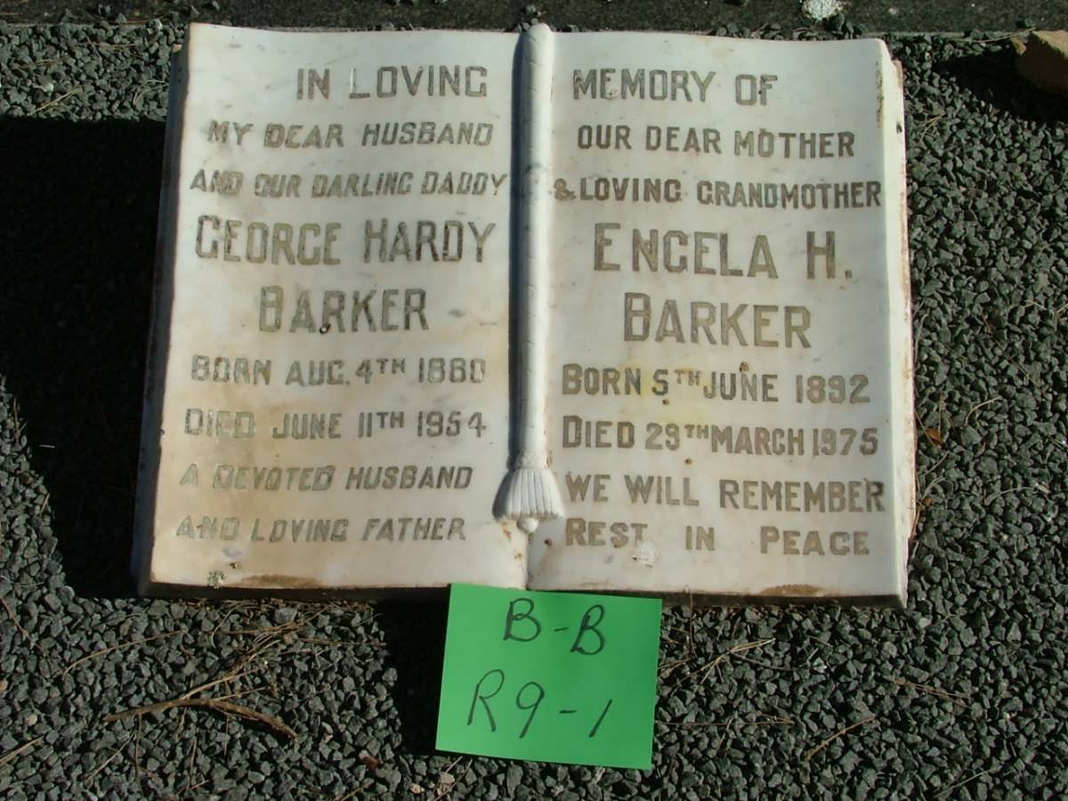 BARKER George Hardy 1880-1954 &amp; Engela H. 1892-1975