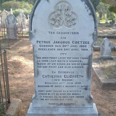 COETZEE Petrus Jakobus 1860-1904 &amp; Catherina Elizabeth BOSCH -1925