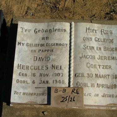 COETZER Jacob Jeremia 1916-1950 :: NEL David Hercules 1907-1940