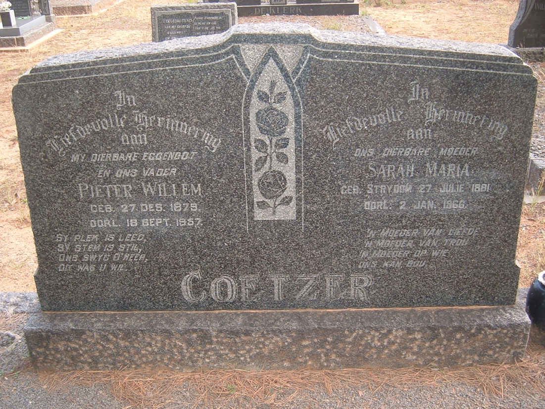 COETZER Pieter Willem 1879-1957 &amp; Sarah Maria STRYDOM 1881-1966
