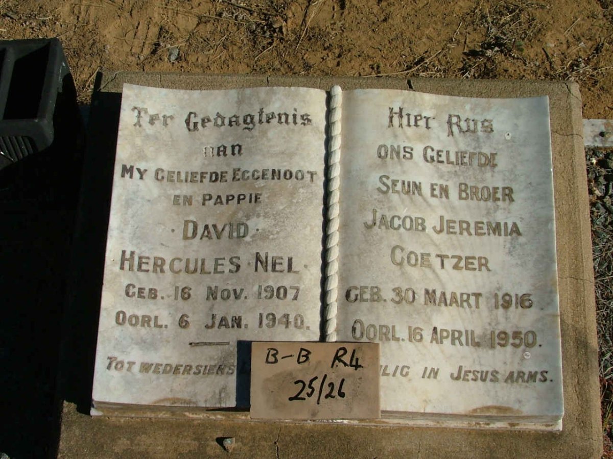 COETZER Jacob Jeremia 1916-1950 :: NEL David Hercules 1907-1940