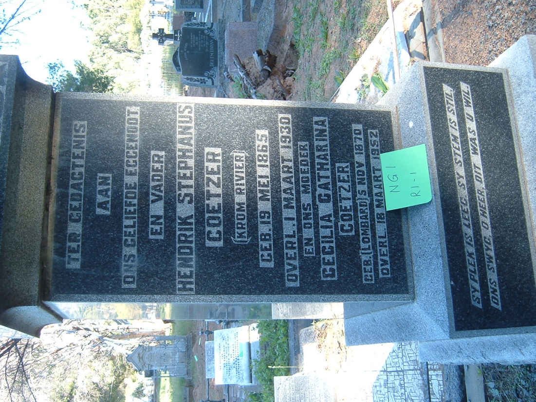 COETZER Hendrik Stephanus 1865-1930 &amp; Cecilia Catharina LOMBARD 1870-1952