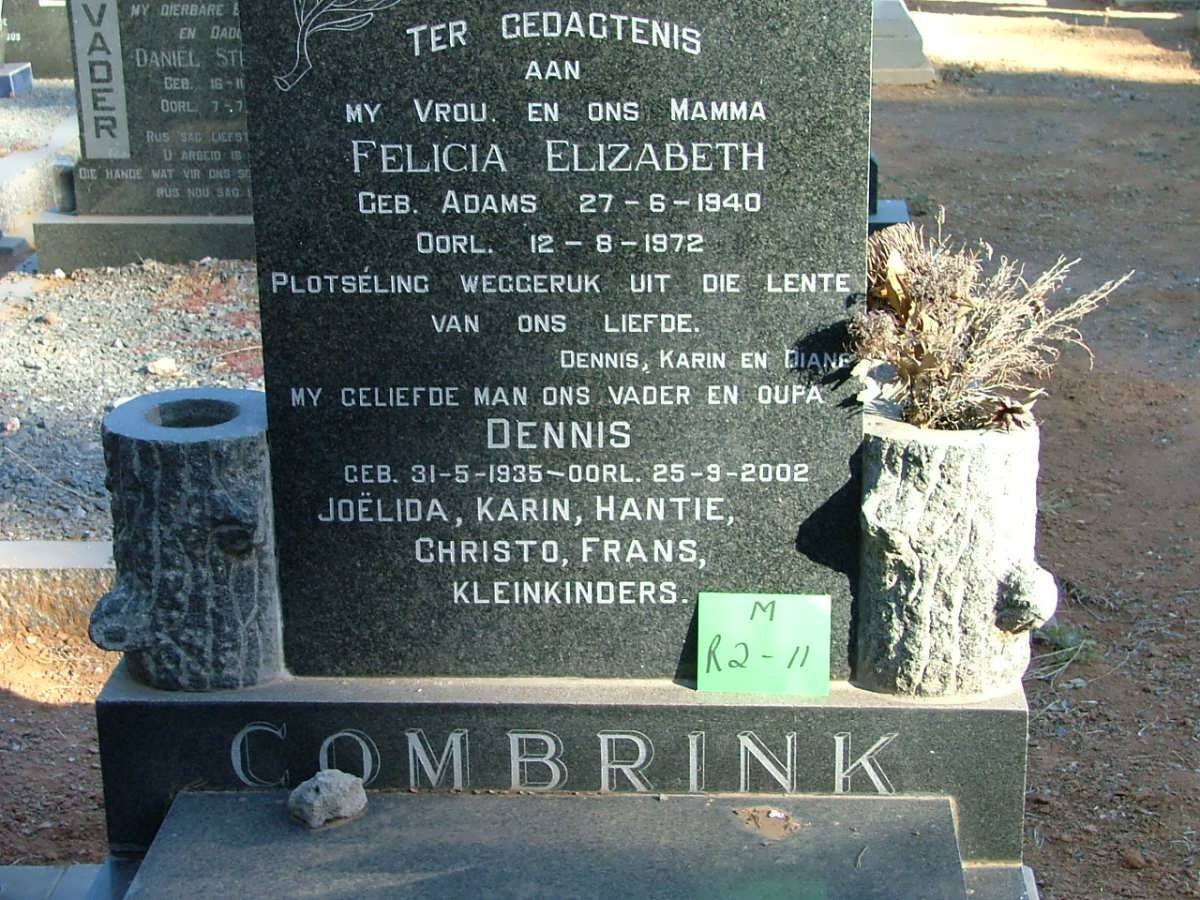 COMBRINK Dennis 1935-2002 &amp; Felicia Elizabeth ADAMS 1940-1972