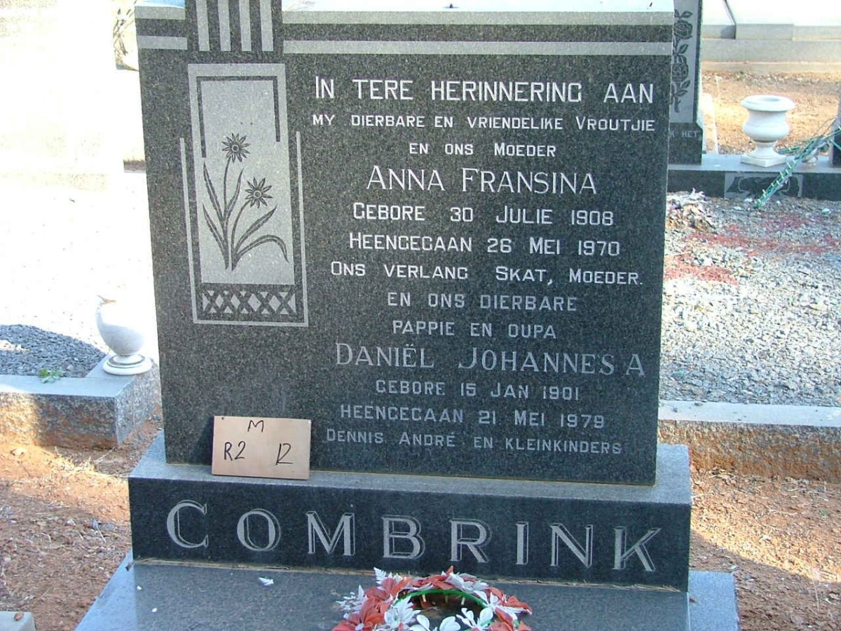 COMBRINK Daniël Johannes A. 1901-1979 &amp; Anna Fransina 1908-1970