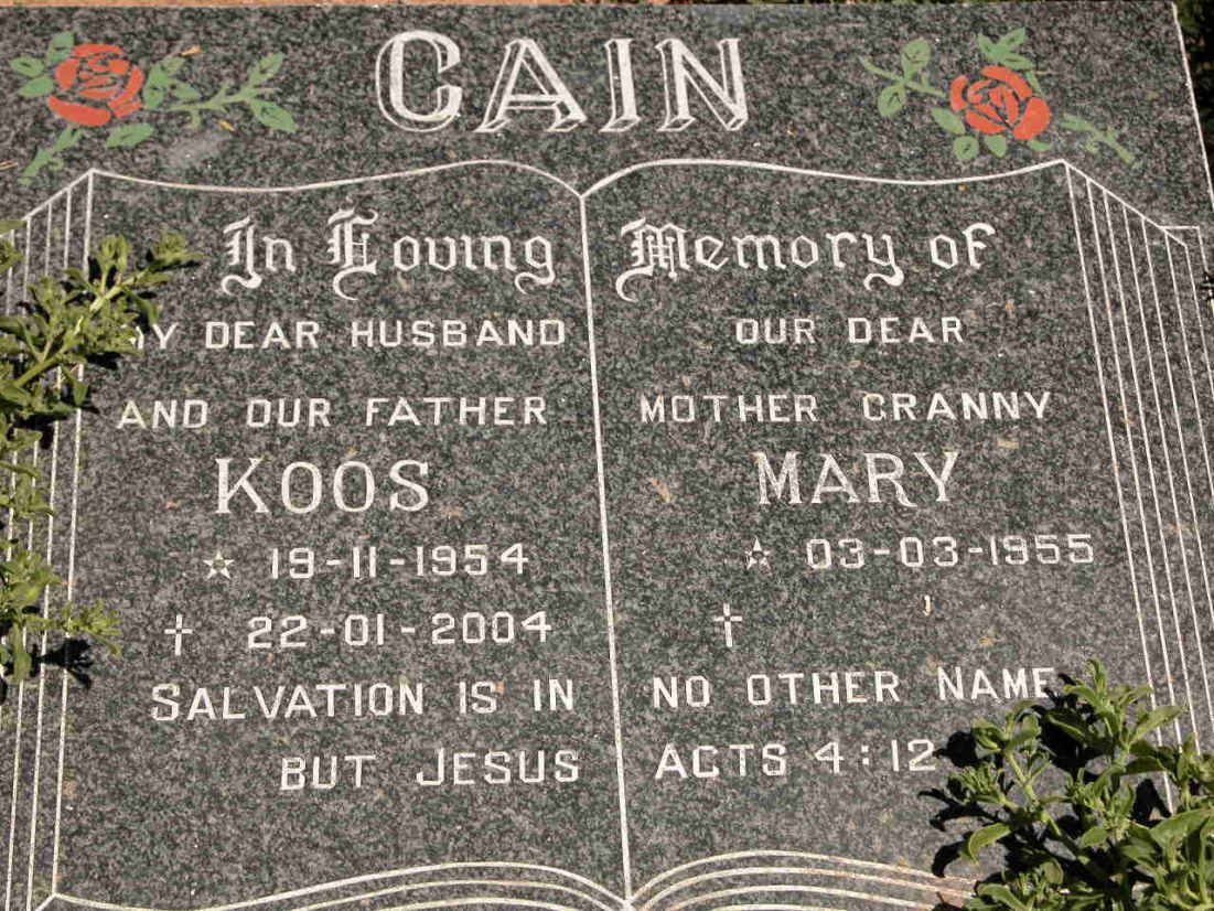 CAIN Koos 1954-2004 &amp; Mary 1955-