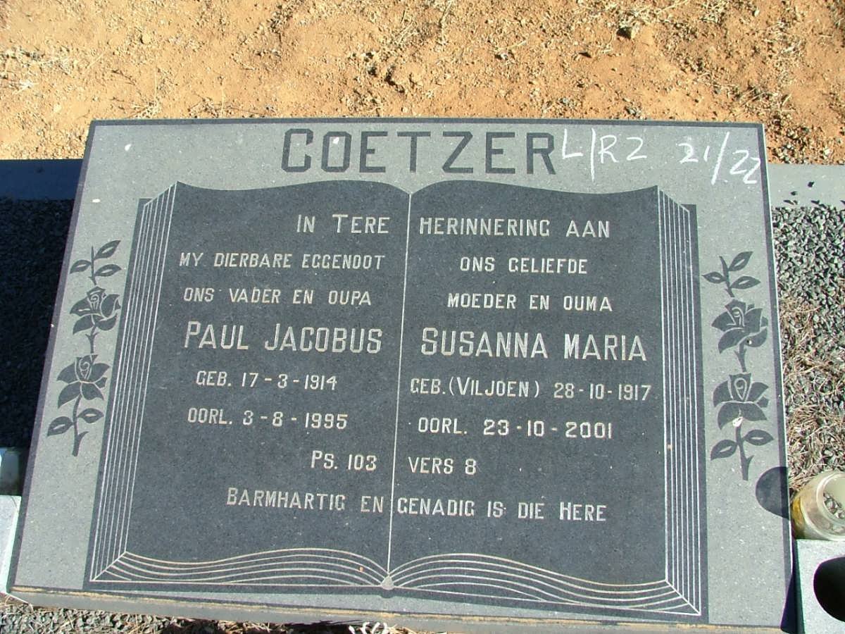 COETZER Paul Jacobus 1914-1995 &amp; Susanna Maria VILJOEN 1917-2001