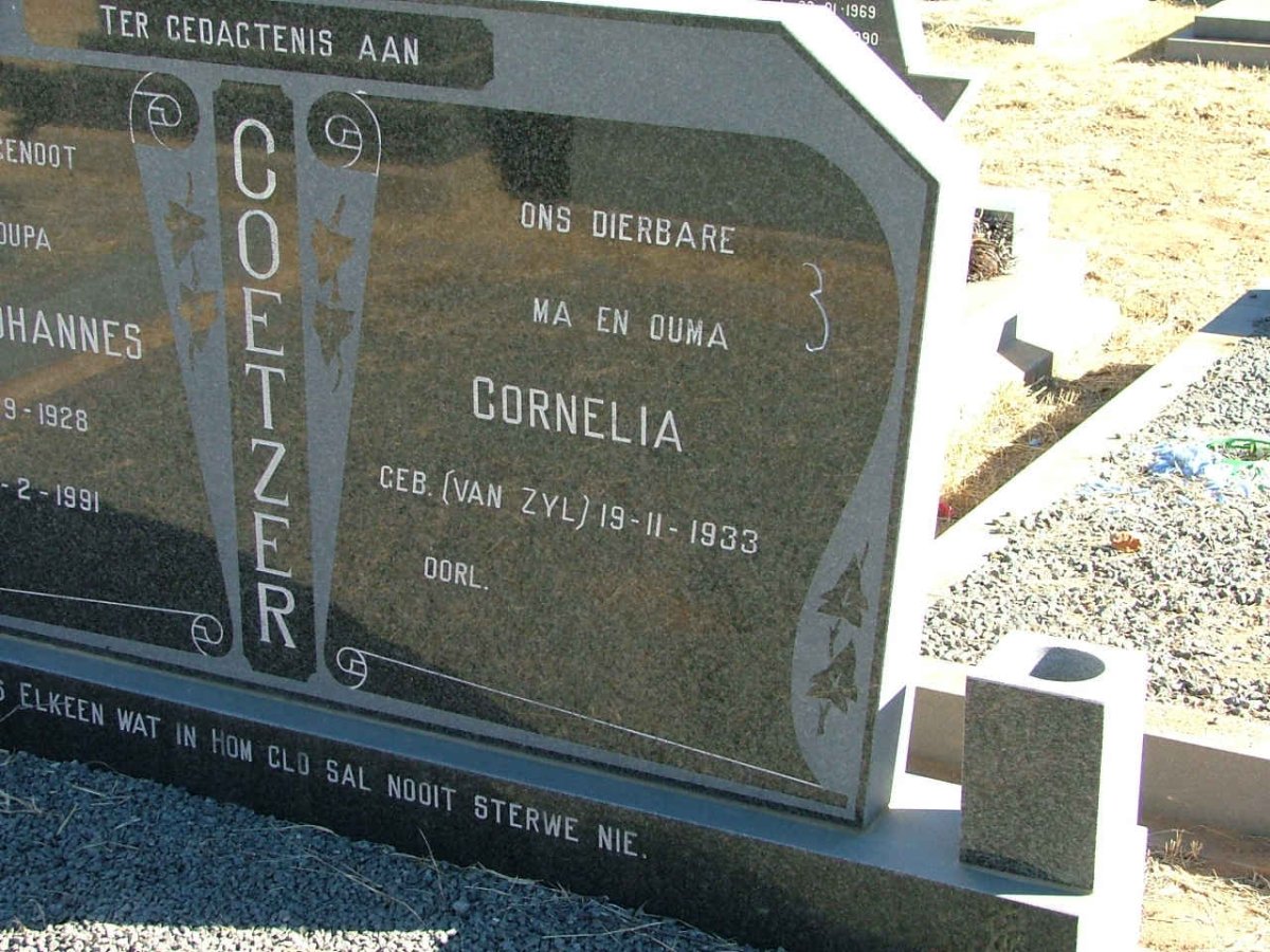 COETZER Cornelia nee VAN ZYL 1933-