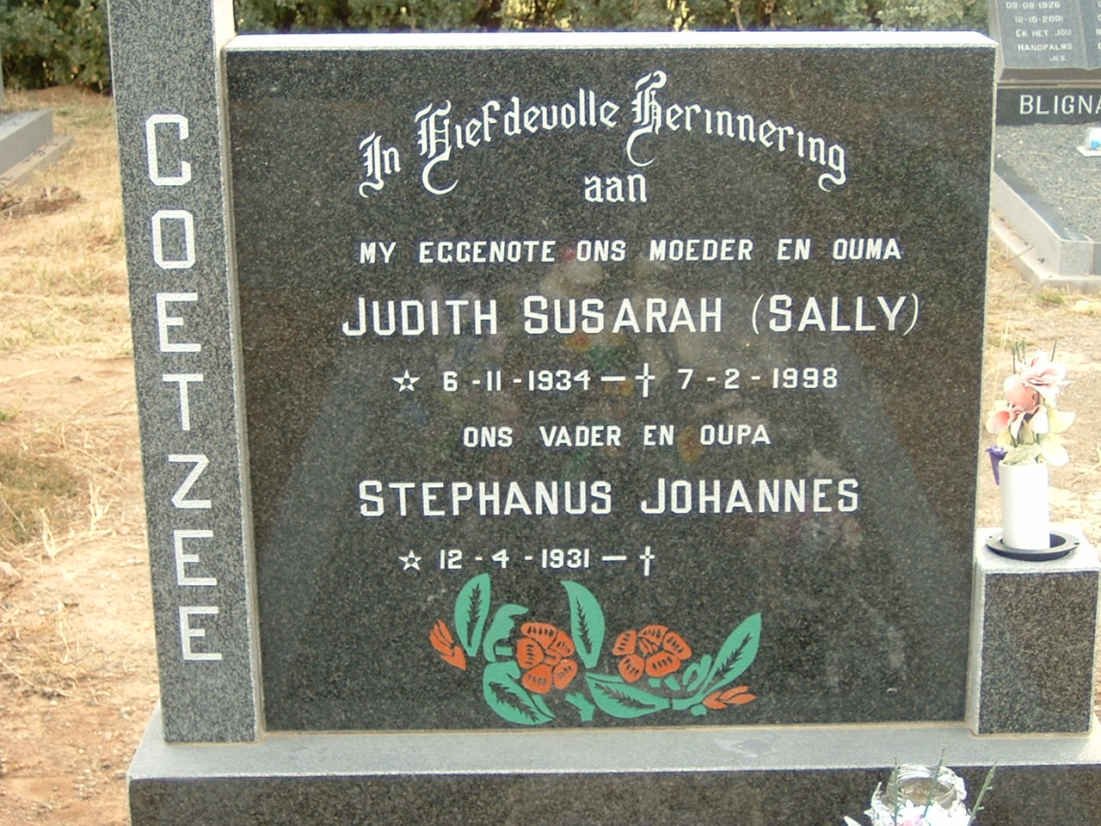 COETZEE Stephanus Johannes 1931- &amp; Judith Susarah 1934-1998