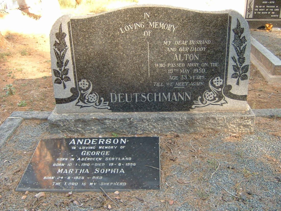 DEUTSCHMANN Alton -1959 :: ANDERSON George 1910-1996 &amp; Martha Sophia 1925-