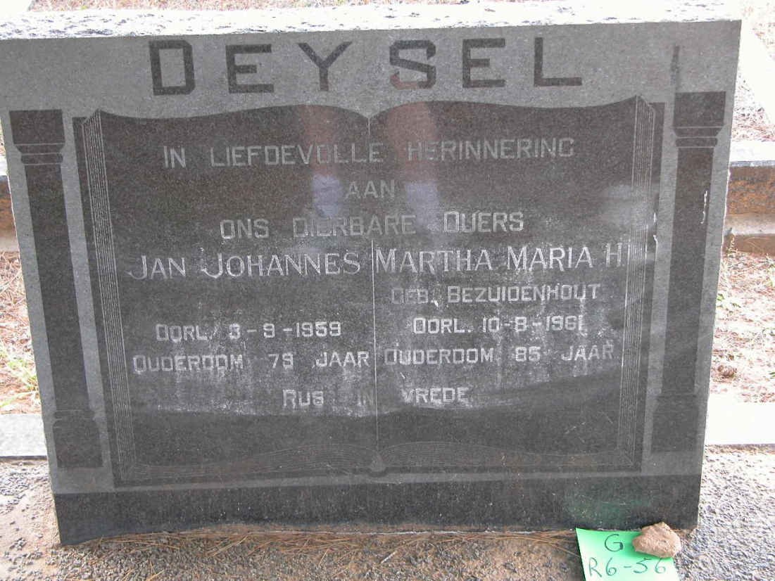 DEYSEL Jan Johannes -1959 &amp; Martha Maria H. BEZUIDENHOUT -1961