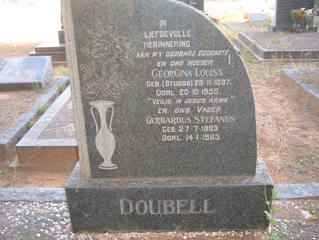 DOUBELL Gerhardus Stefanus 1893-1963 &amp; Georgina Louisa STUBBS 1897-1958