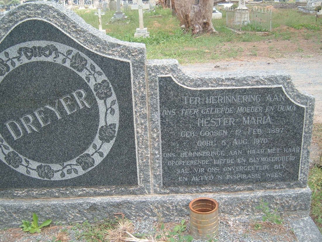 DREYER Thomas Frederick Johannes 1887-1958 &amp; Hester Maria GOOSEN 1897-1970